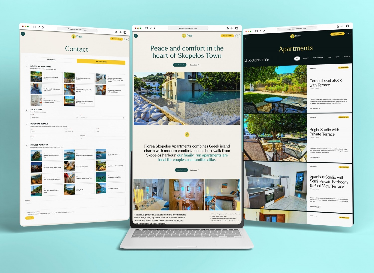 Floréa Apartments – website presentation for apartment accommodation on the island of Skopelo